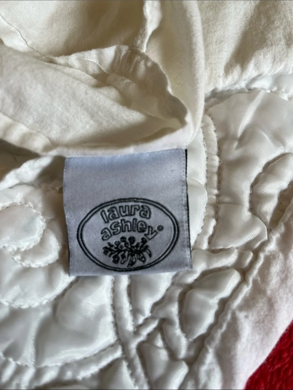 Laura Ashley White Quilted Decorative Bed Shams with Swirl Motif 25x20